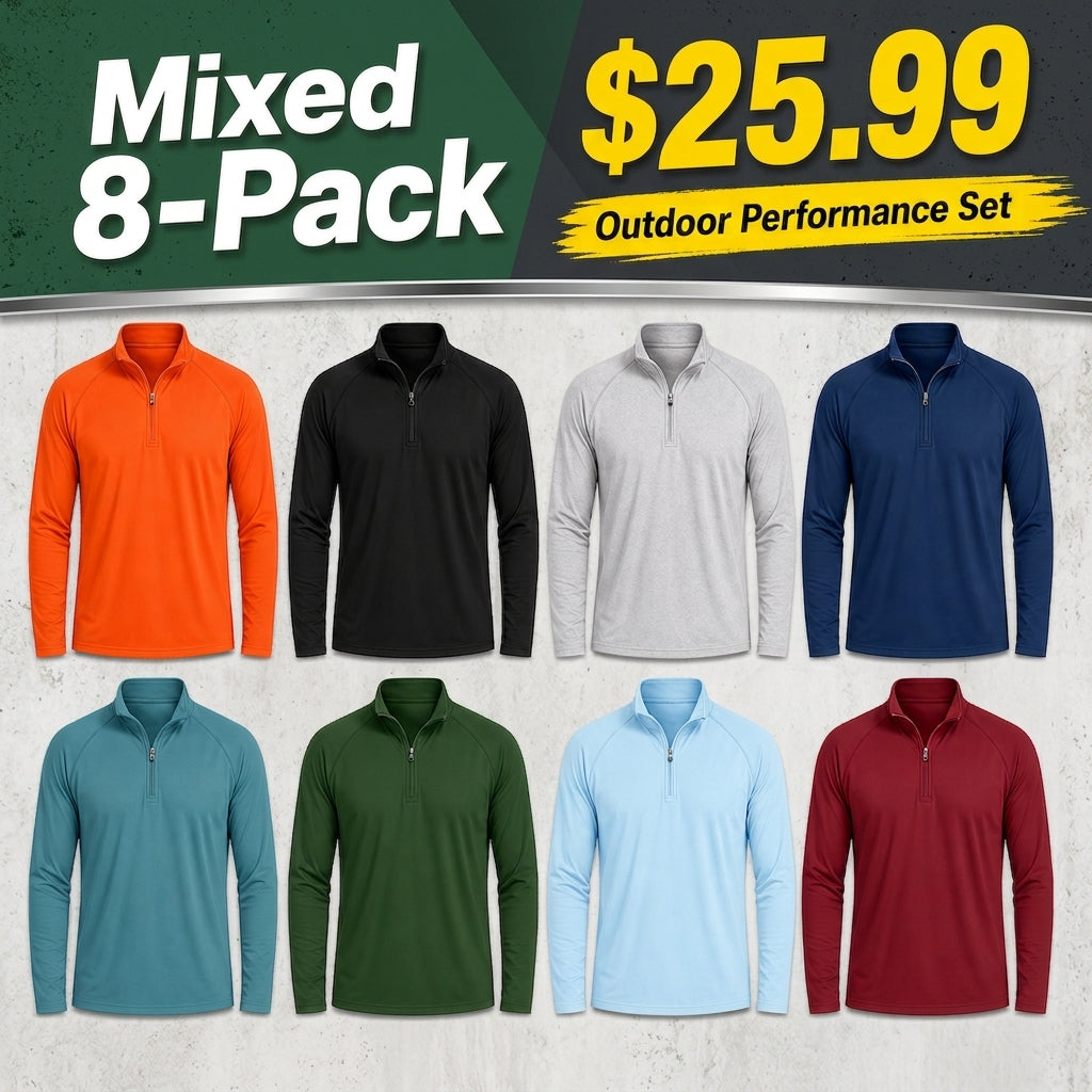 Men's UPF 50+ Quick-Dry 1/4-Zip Performance Shirt 8-Pack