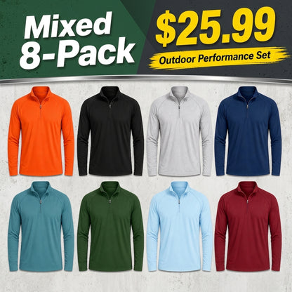 Men's UPF 50+ Quick-Dry 1/4-Zip Performance Shirt 8-Pack