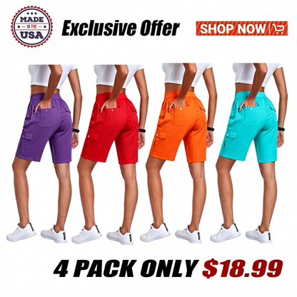 🔥90%off only today🔥[Available in 16 colors]Women's lightweight quick drying outdoor shorts with multifunctional pockets and elastic waistband, suitable for hiking and camping