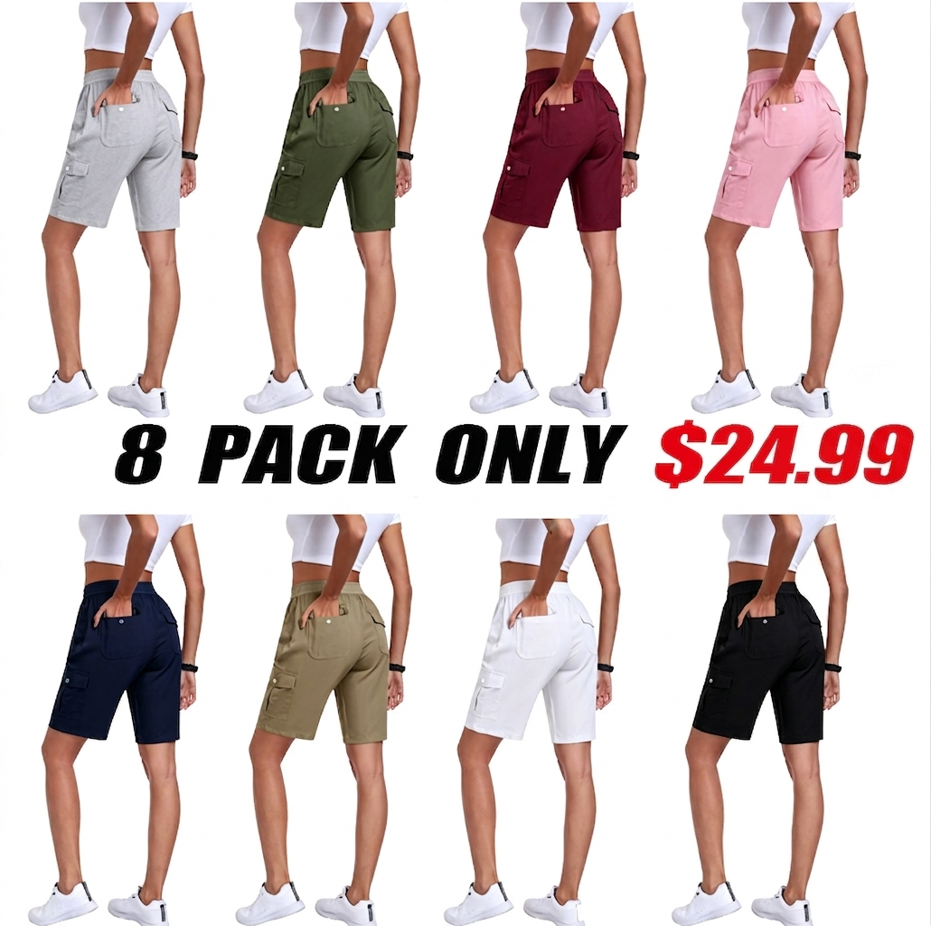 🔥90%off only today🔥[Available in 16 colors]Women's lightweight quick drying outdoor shorts with multifunctional pockets and elastic waistband, suitable for hiking and camping