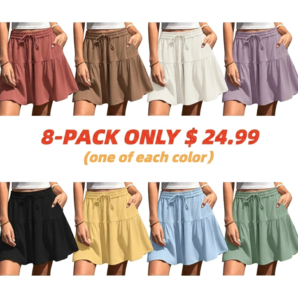 Womens Linen Blend Wide Leg Flowy Culotte Shorts Drawstring Loose Fit Summer Casual Lightweight Comfy Vacation Wear
