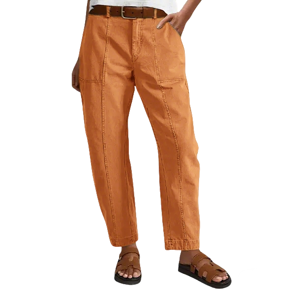 💝Last Day Promotion⚡- Solid Mid-Rise Baby Barrel Pants, High Stretch, Deep Pockets-6