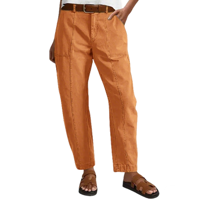 💝Last Day Promotion⚡- Solid Mid-Rise Baby Barrel Pants, High Stretch, Deep Pockets-6