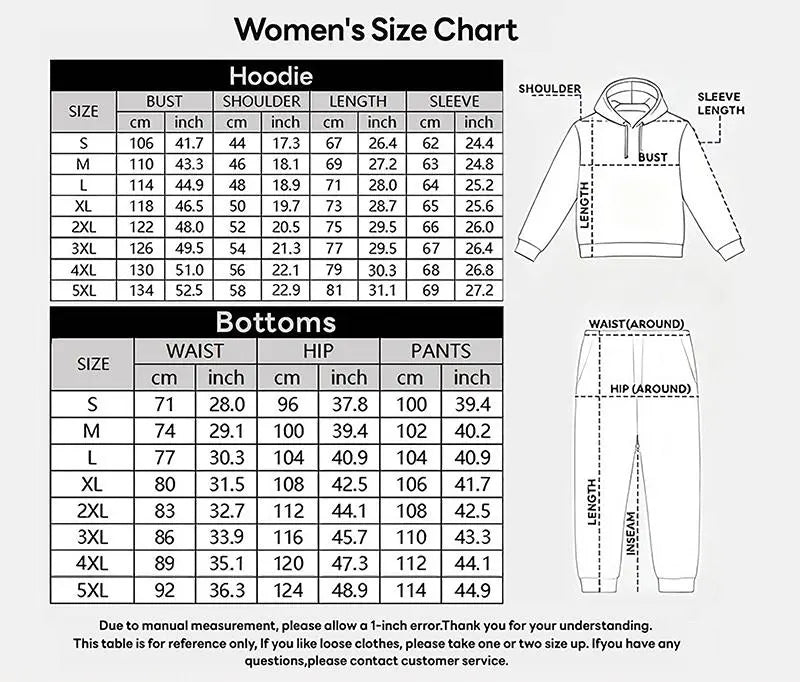 Women's Printed Hooded Sweatshirt And Drawstring Sweatpants Set