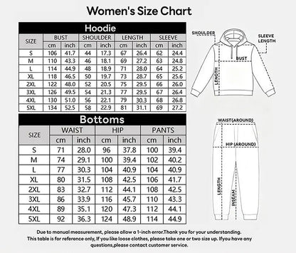 Women's Printed Hooded Sweatshirt And Drawstring Sweatpants Set