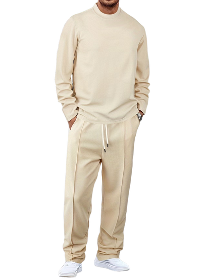 🔥Men'S Solid Color Waffle Casual 2pcs Set