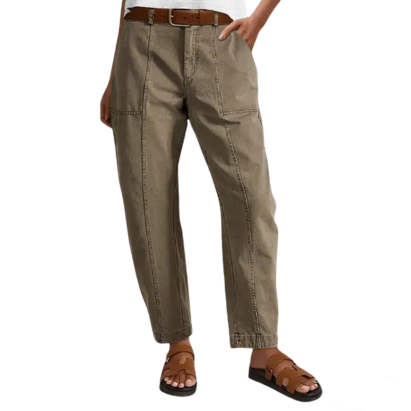 💝Last Day Promotion⚡- Solid Mid-Rise Baby Barrel Pants, High Stretch, Deep Pockets-6
