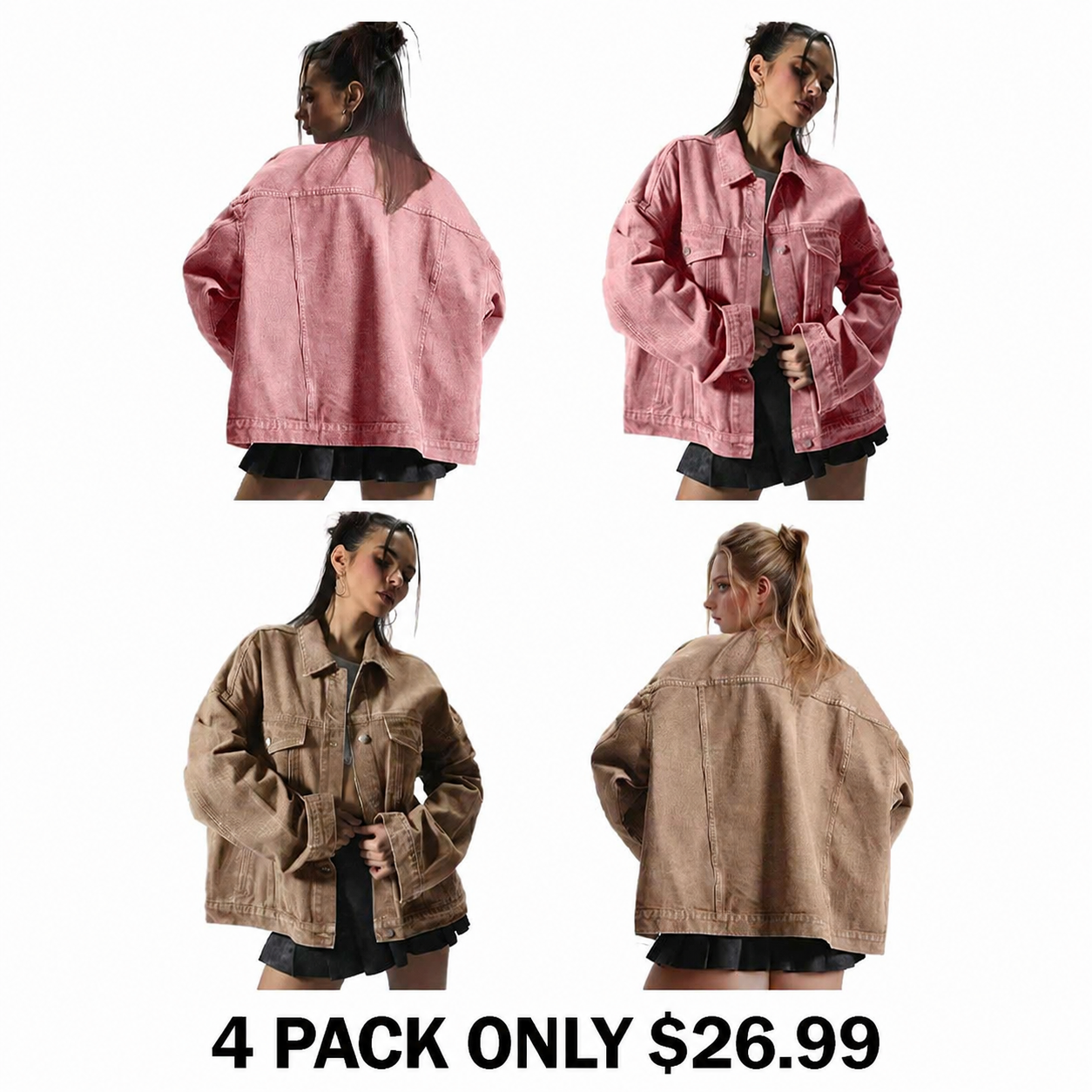 Women's Plain Basic Button-Front Drop-Shoulder Fitted Denim Jacket Coats, Casual Long-Sleeve Collared Pocket Outerwear for Daily Wear, Aesthetic Womenswear