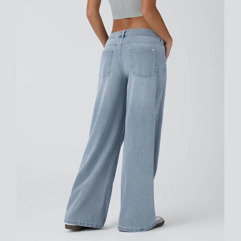 💝 Last Day Deal⏰ Flex Low-Rise Asymmetric Baggy Wide-Leg Washed Jeans with Zipper Pockets