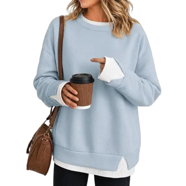 Women's Fake Two Piece Layered Sweatshirt