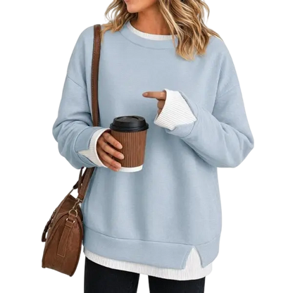 Women's Fake Two Piece Layered Sweatshirt