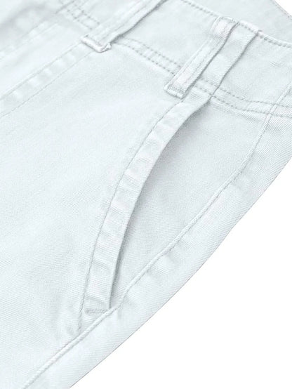 Double Button Mid Waist Straight Leg Pants
