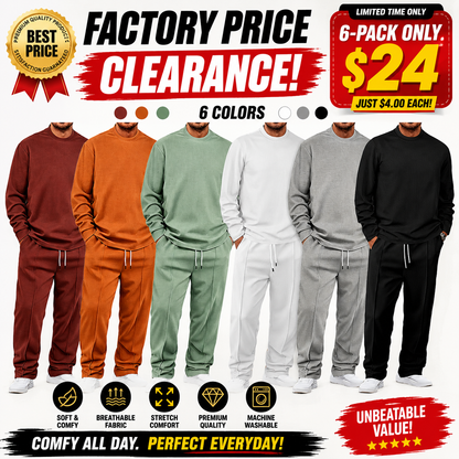 🔥Men'S Solid Color Waffle Casual 2pcs Set
