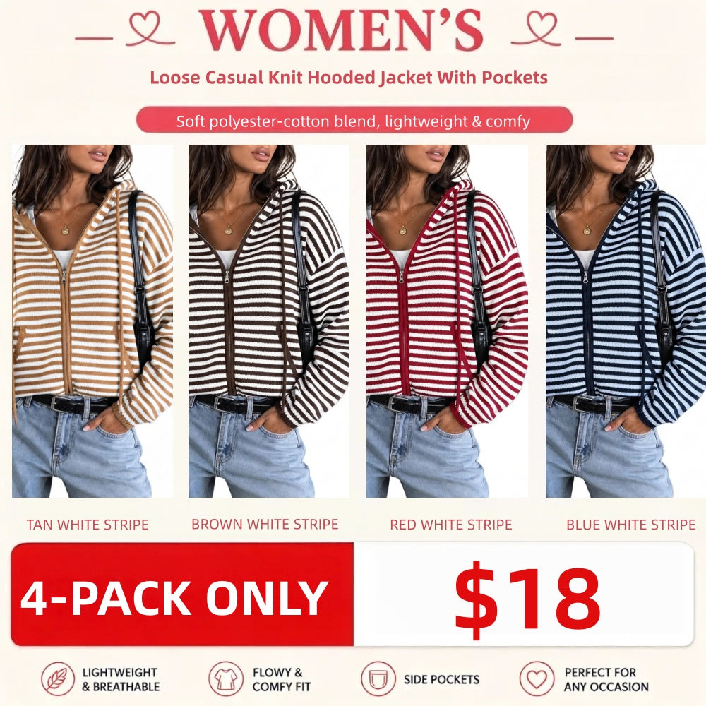 🔥Womens Striped Zip Up Hoodie Long Sleeve Cardigan Sweatshirts Oversized Crop Sweaters Jackets Y2K Fall Outfits🔥