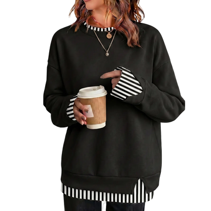 Women's Fake Two Piece Layered Sweatshirt