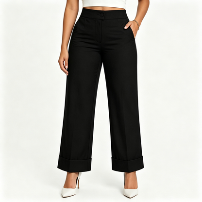 Women's Casual Solid Color Elastic Waist Button-Fly Pants