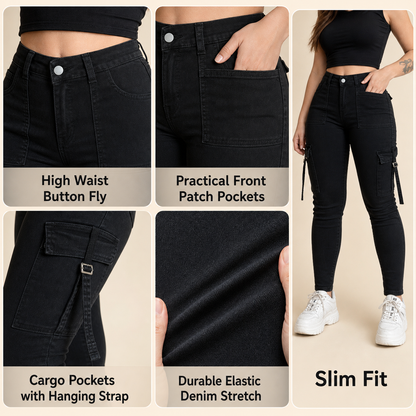 Limited-Time Offer💖 High Waist Slim Cargo Jeans