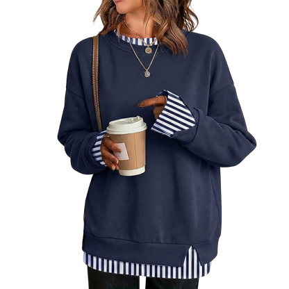Women's Fake Two Piece Layered Sweatshirt