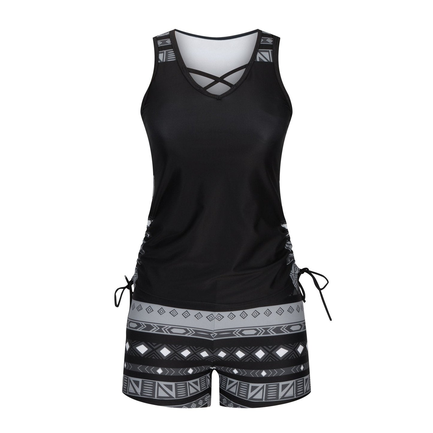 ⏰LAST DAY 90% OFF - Women's 2-Piece Tummy Control Tankini Set with Built-In Bra – Flattering Boho Swimwear with Shorts