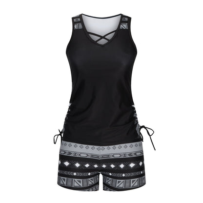 ⏰LAST DAY 90% OFF - Women's 2-Piece Tummy Control Tankini Set with Built-In Bra – Flattering Boho Swimwear with Shorts