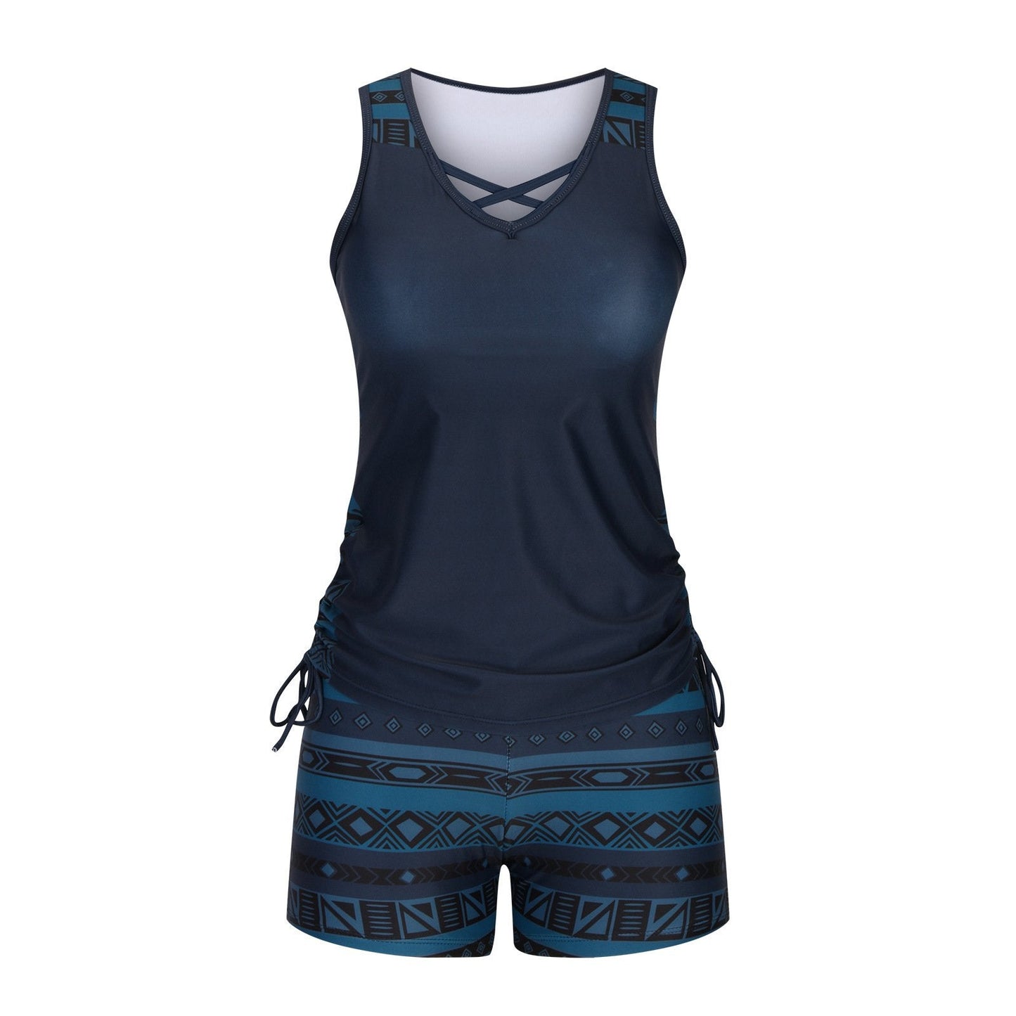 ⏰LAST DAY 90% OFF - Women's 2-Piece Tummy Control Tankini Set with Built-In Bra – Flattering Boho Swimwear with Shorts