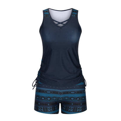 ⏰LAST DAY 90% OFF - Women's 2-Piece Tummy Control Tankini Set with Built-In Bra – Flattering Boho Swimwear with Shorts