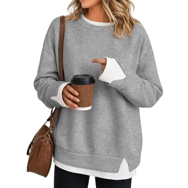 Women's Fake Two Piece Layered Sweatshirt