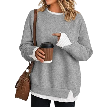 Women's Fake Two Piece Layered Sweatshirt