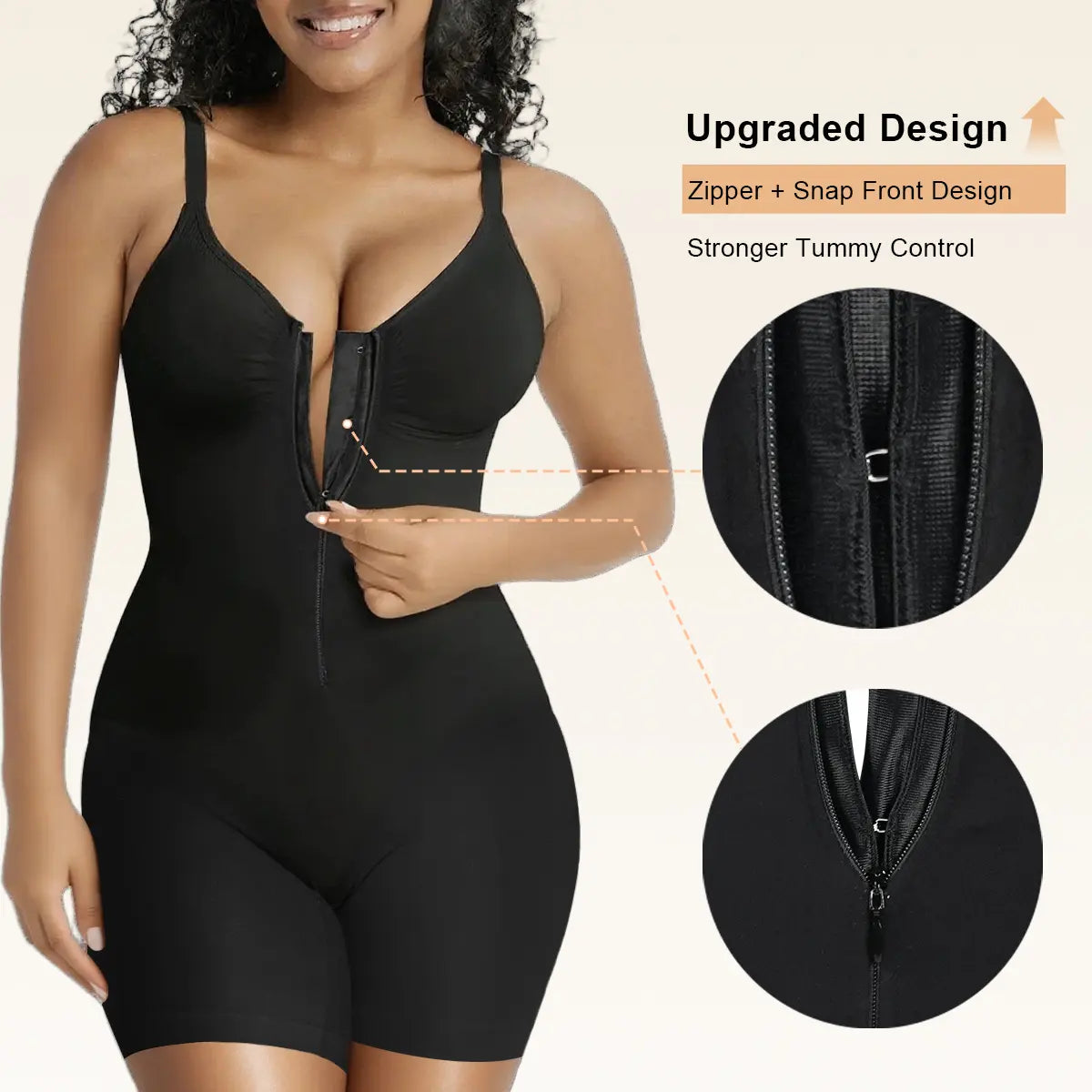 Shapewear for Women Tummy Control Bodysuits Zip-Up Comfort Ultra Stretch Fabric Customizable Fit Breathable Mesh Design Comfortable Fit