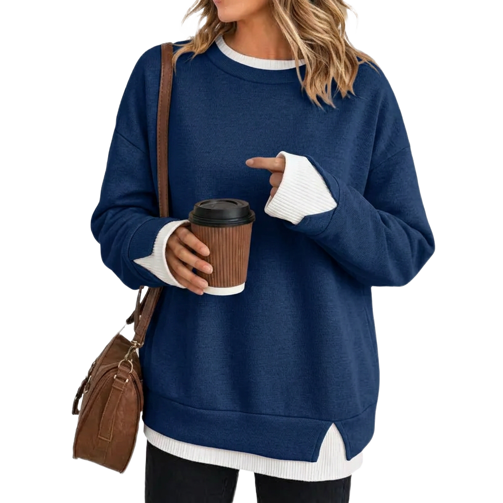Women's Fake Two Piece Layered Sweatshirt