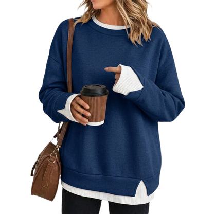 Women's Fake Two Piece Layered Sweatshirt
