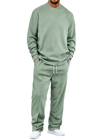 🔥Men'S Solid Color Waffle Casual 2pcs Set