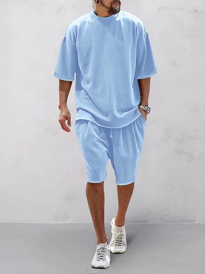 Men's Casual Loose Fit Solid Sports Sets