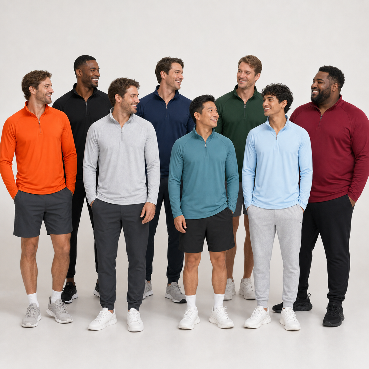 Men's UPF 50+ Quick-Dry 1/4-Zip Performance Shirt 8-Pack